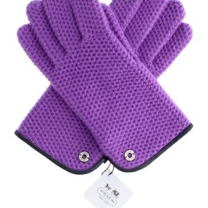 Coach Women’s Cashmere Gloves 83892, Honeycomb Knitted Stretch Gloves, MSRP $98